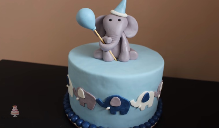 elephant baby boy shower cake