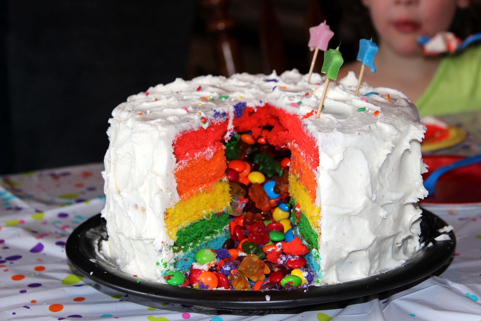 Rainbow open star tip cake