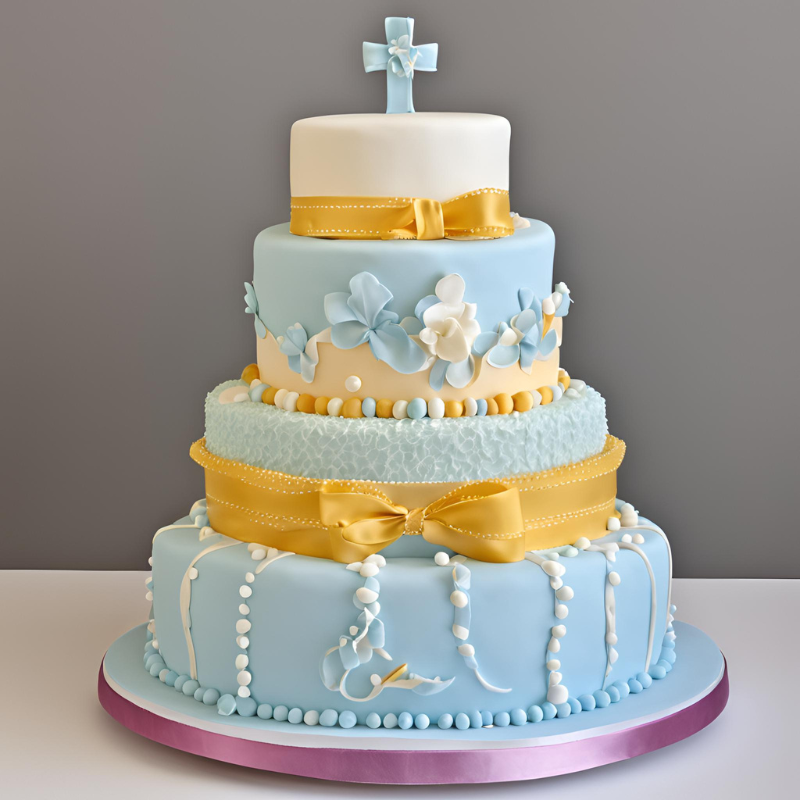 4 tiered baby baptism cake